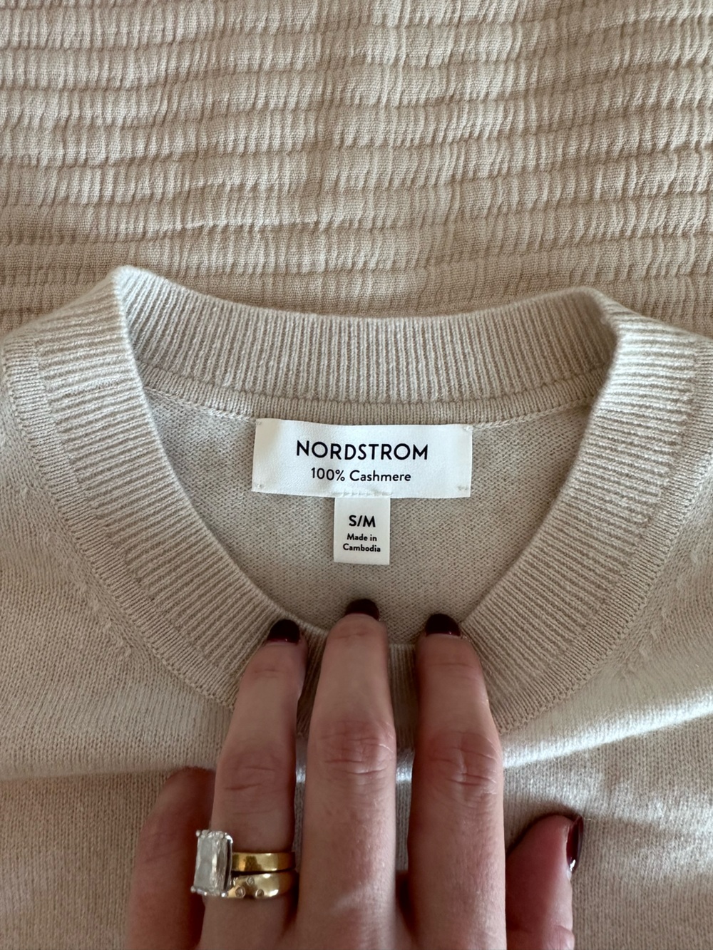 Nordstrom Short-Sleeve Cashmere Sweater - Ivory Sand